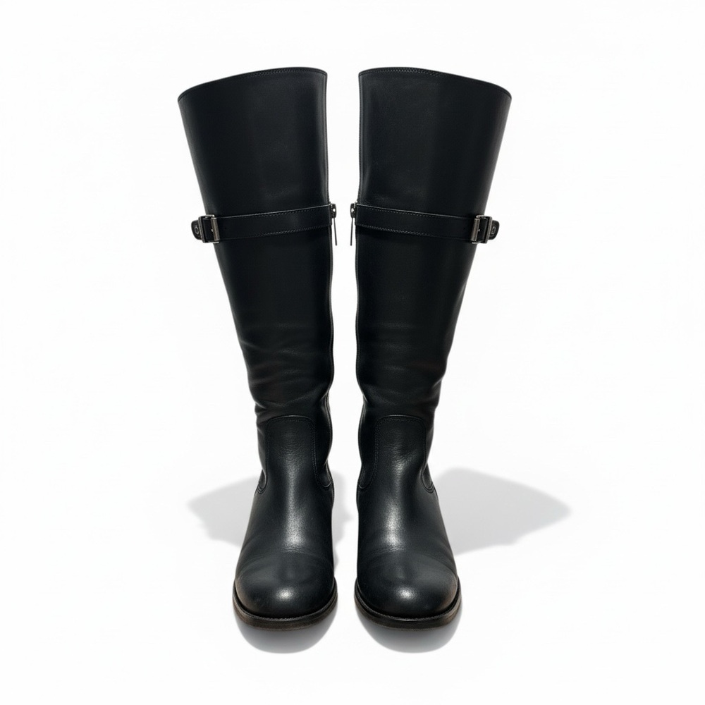 Harley-Davidson 13” Knee High Black Leather Zipper Heeled Motorcycle Boot - Picture 3 of 16